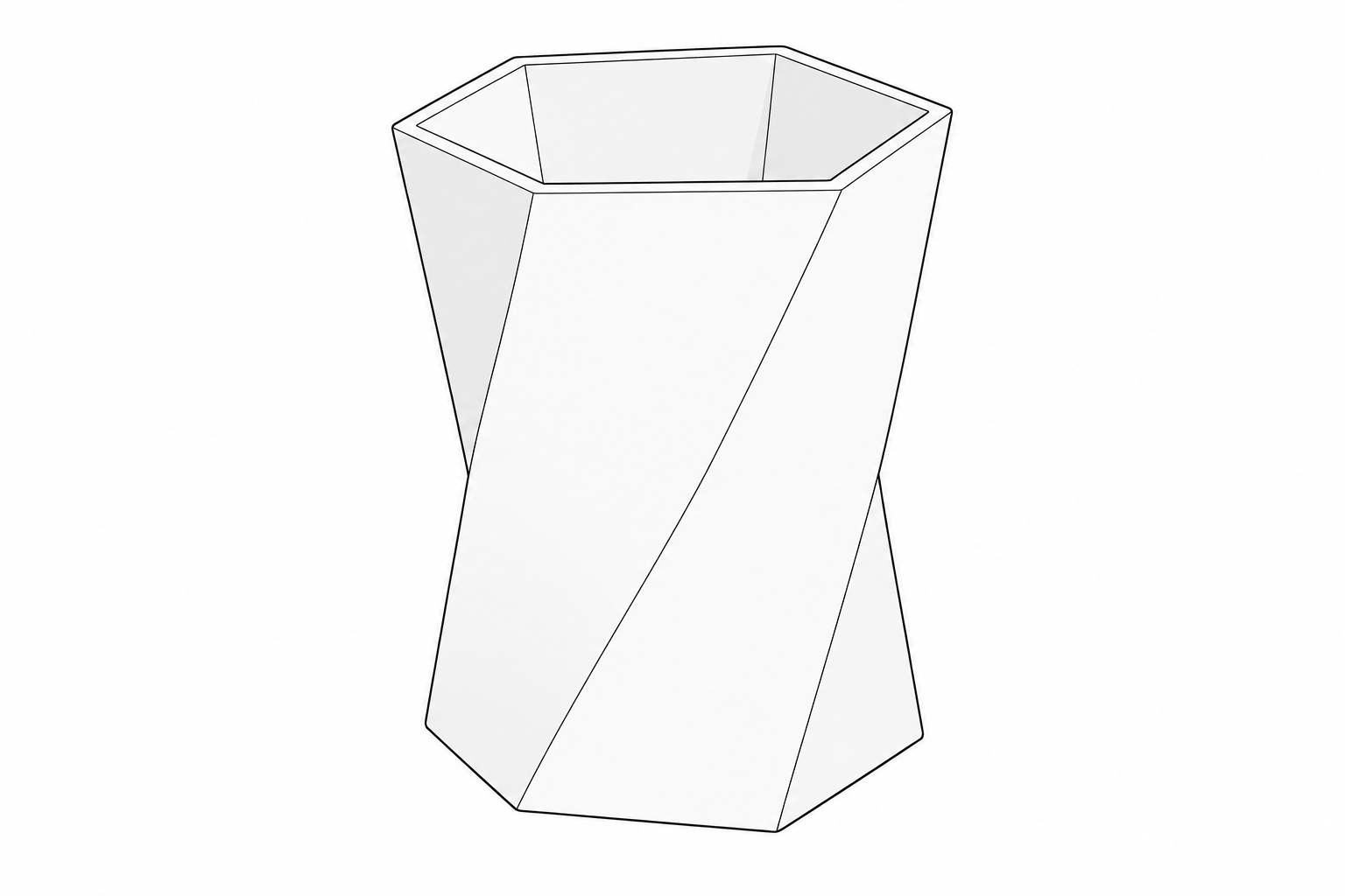 Ilustración de un bote hexagonal con torsión